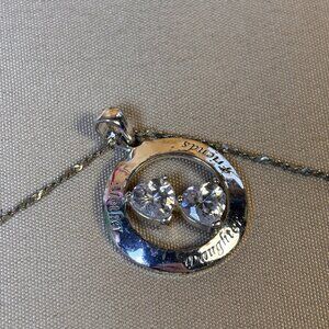DESIGNER LA STERLING SILVER AND CLEAR CZ MOTHER DAUGHTER FRIENDS PENDANT B61